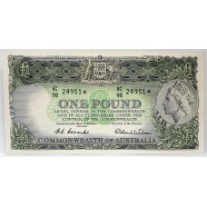 AUSTRALIA 1953 . ONE POUND BANKNOTE . CHOICE . HIGH GRADE STAR NOTE
